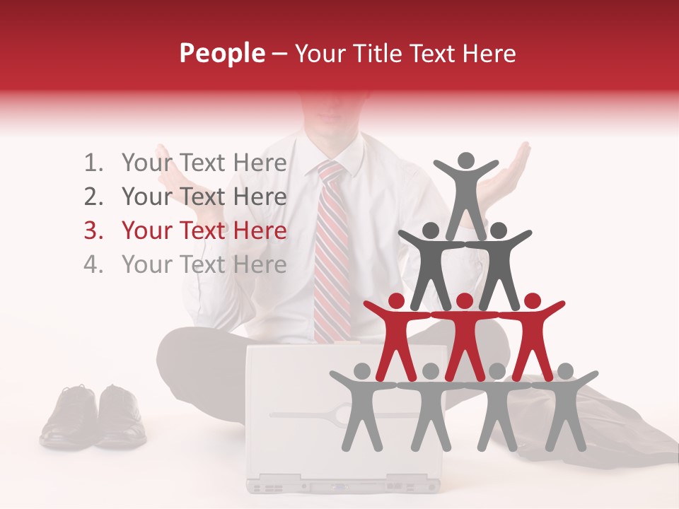 Businessman Meditates In Office PowerPoint Template