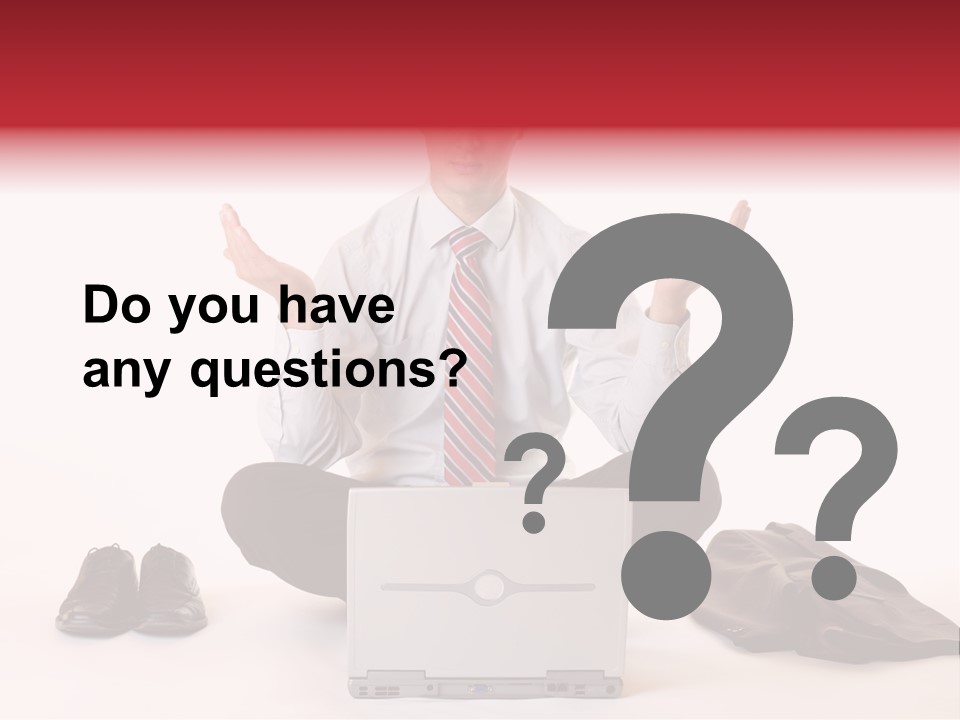 Businessman Meditates In Office PowerPoint Template