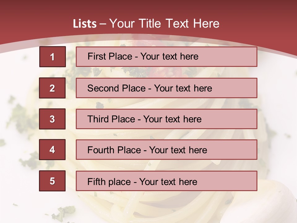 Pasta Garlic Olive Oil And Red Chili Pepper Closeup On A White Dish PowerPoint Template