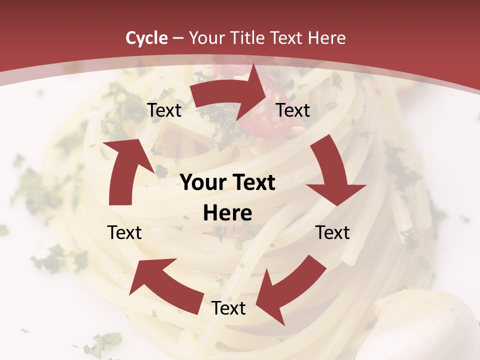 Pasta Garlic Olive Oil And Red Chili Pepper Closeup On A White Dish PowerPoint Template