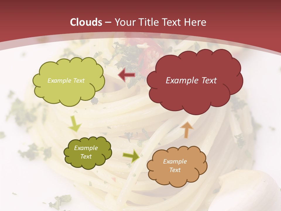 Pasta Garlic Olive Oil And Red Chili Pepper Closeup On A White Dish PowerPoint Template