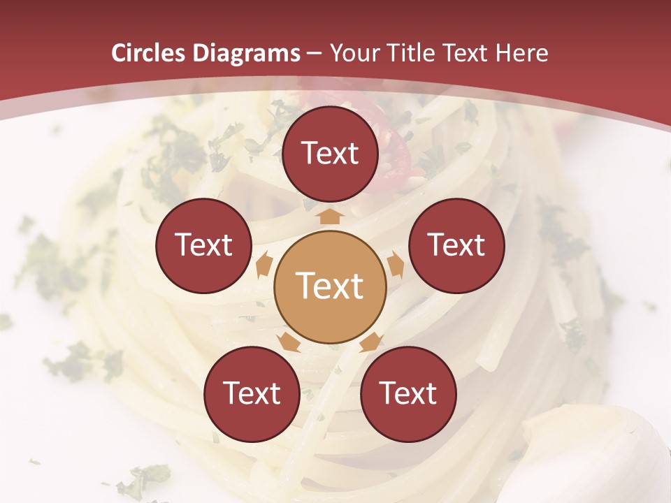 Pasta Garlic Olive Oil And Red Chili Pepper Closeup On A White Dish PowerPoint Template