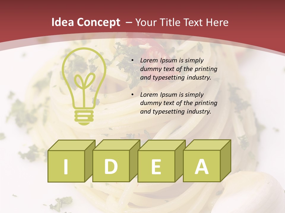 Pasta Garlic Olive Oil And Red Chili Pepper Closeup On A White Dish PowerPoint Template