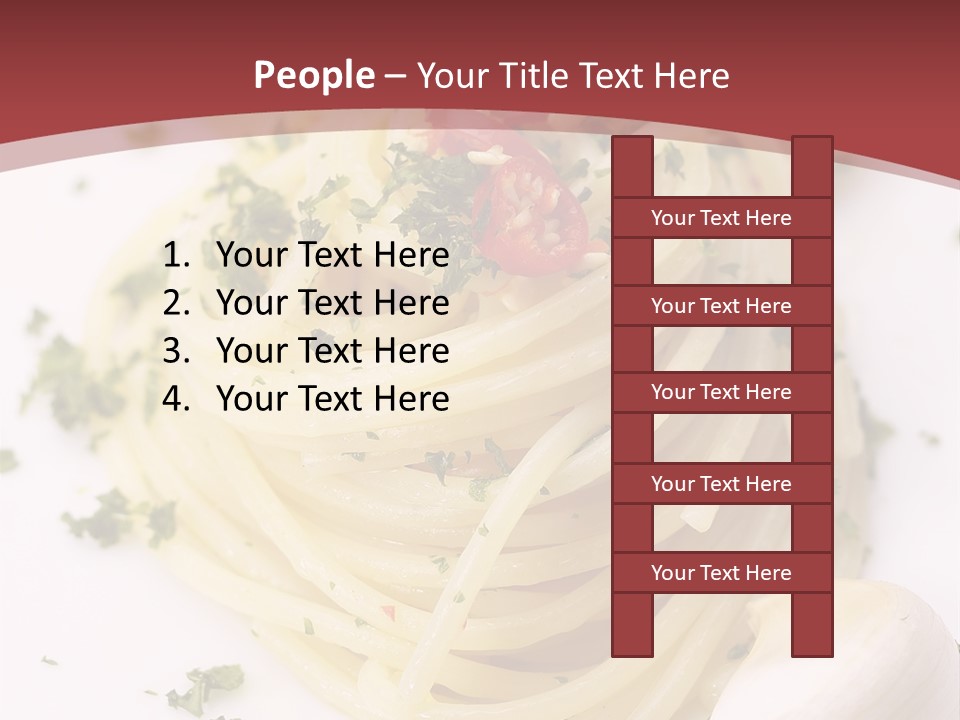 Pasta Garlic Olive Oil And Red Chili Pepper Closeup On A White Dish PowerPoint Template