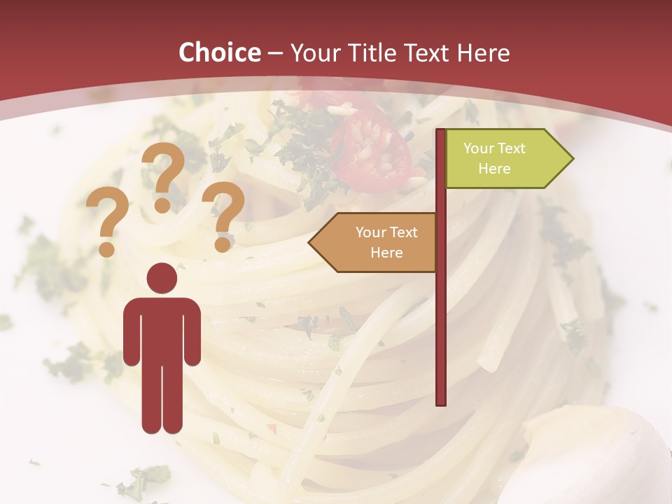 Pasta Garlic Olive Oil And Red Chili Pepper Closeup On A White Dish PowerPoint Template