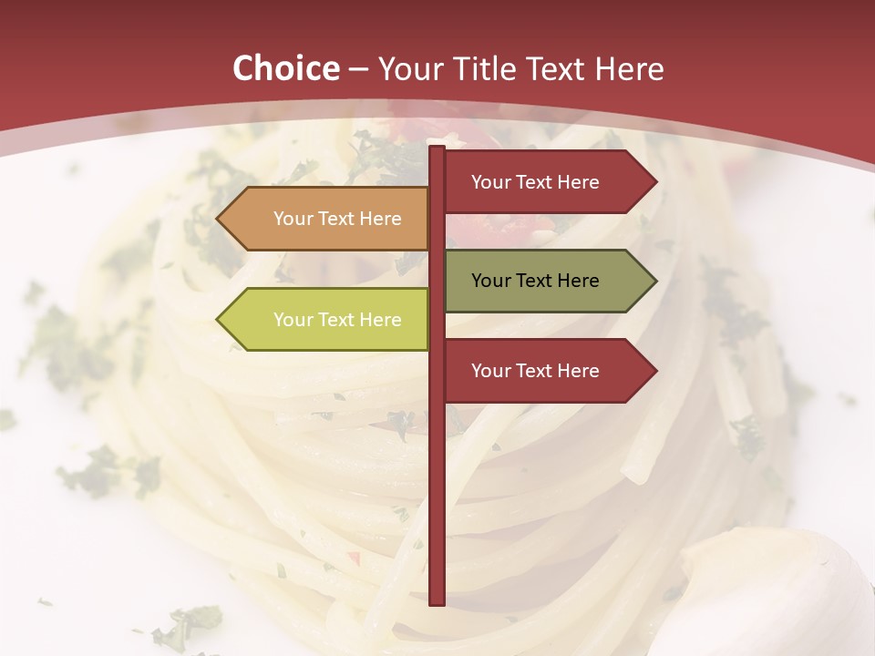 Pasta Garlic Olive Oil And Red Chili Pepper Closeup On A White Dish PowerPoint Template