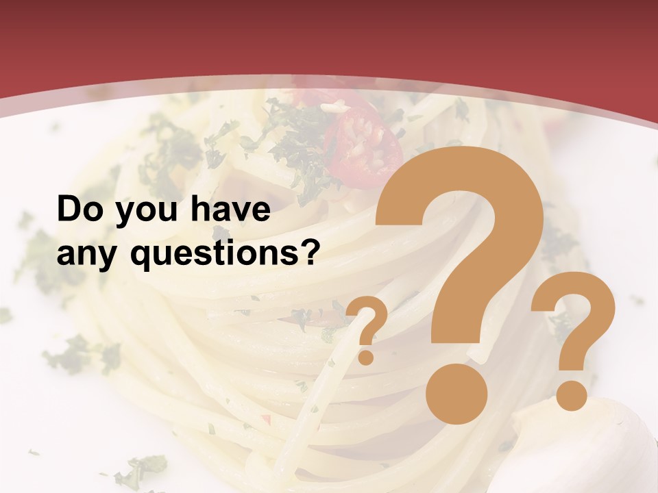 Pasta Garlic Olive Oil And Red Chili Pepper Closeup On A White Dish PowerPoint Template