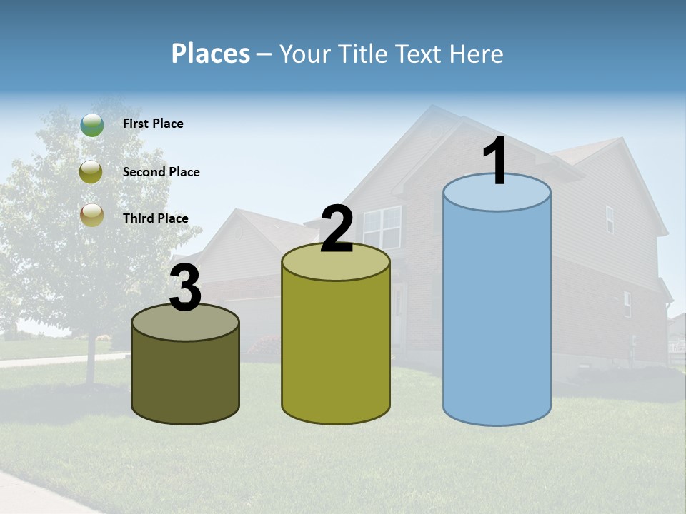 Suburban Neighborhood Brick Homes - A Spring Day In The Burbs. PowerPoint Template