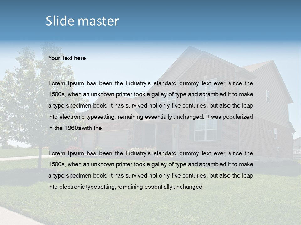 Suburban Neighborhood Brick Homes - A Spring Day In The Burbs. PowerPoint Template