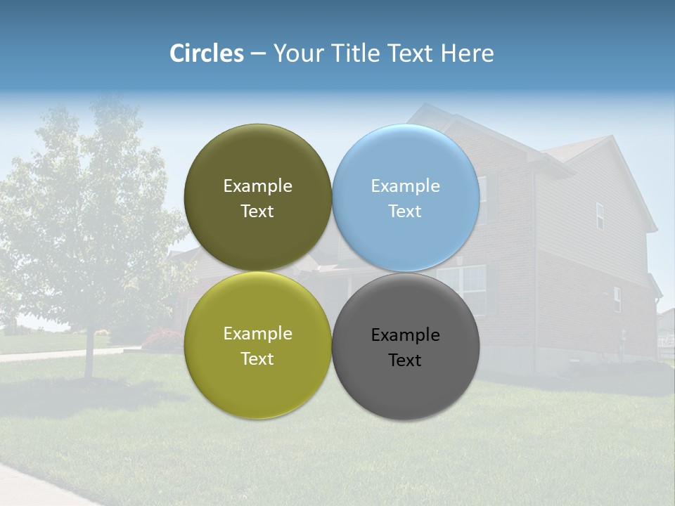 Suburban Neighborhood Brick Homes - A Spring Day In The Burbs. PowerPoint Template