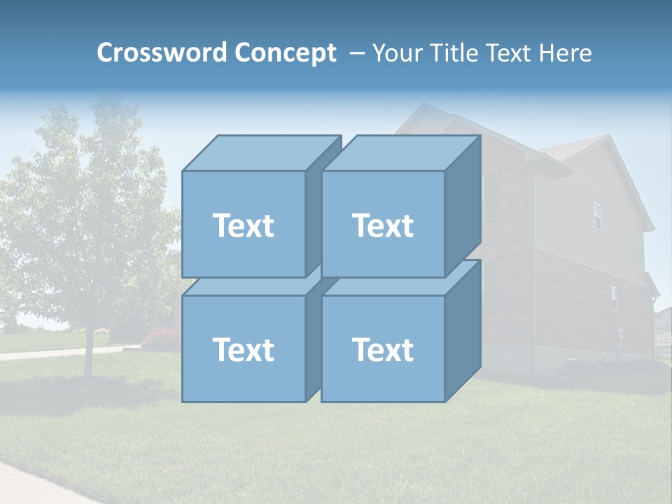 Suburban Neighborhood Brick Homes - A Spring Day In The Burbs. PowerPoint Template
