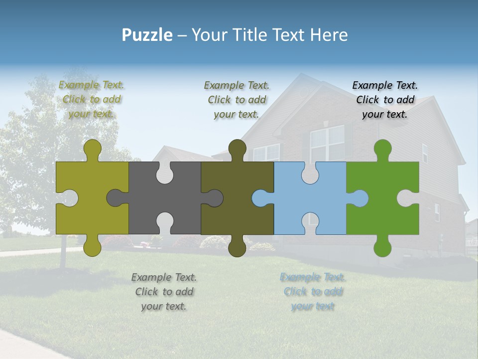 Suburban Neighborhood Brick Homes - A Spring Day In The Burbs. PowerPoint Template