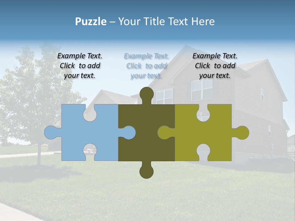 Suburban Neighborhood Brick Homes - A Spring Day In The Burbs. PowerPoint Template