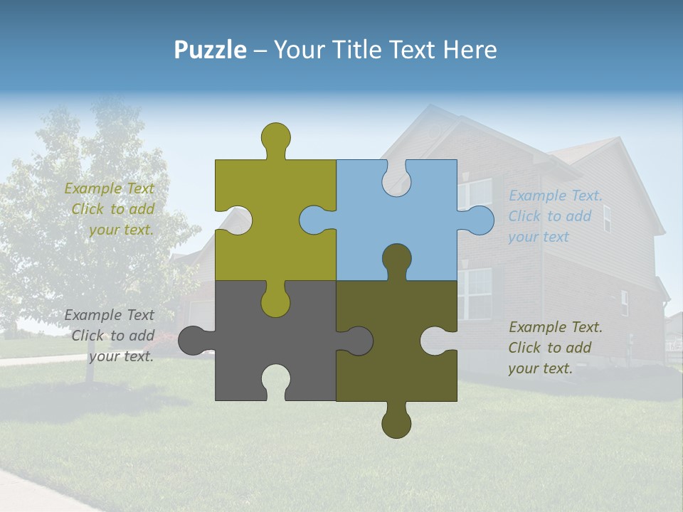 Suburban Neighborhood Brick Homes - A Spring Day In The Burbs. PowerPoint Template