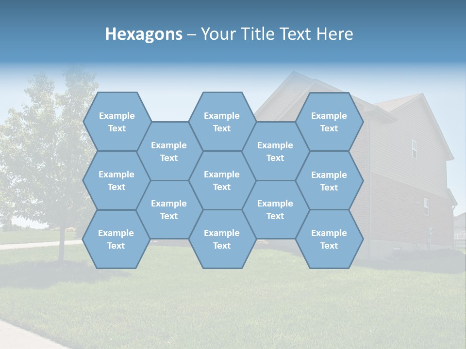 Suburban Neighborhood Brick Homes - A Spring Day In The Burbs. PowerPoint Template