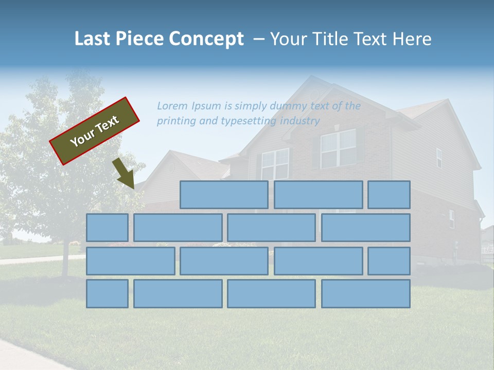 Suburban Neighborhood Brick Homes - A Spring Day In The Burbs. PowerPoint Template