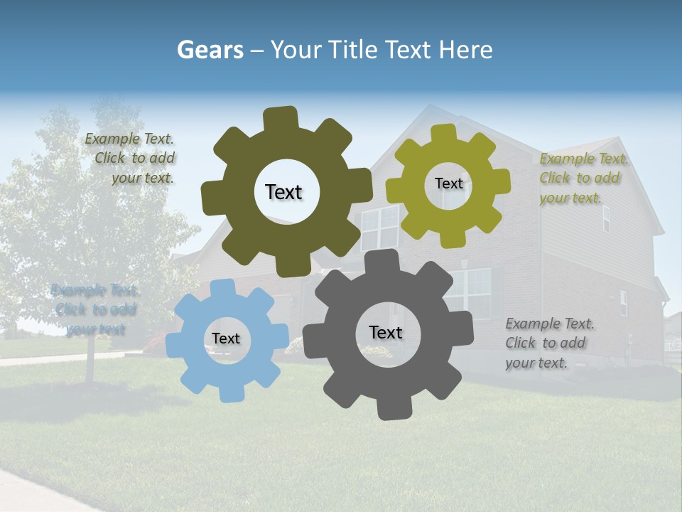 Suburban Neighborhood Brick Homes - A Spring Day In The Burbs. PowerPoint Template