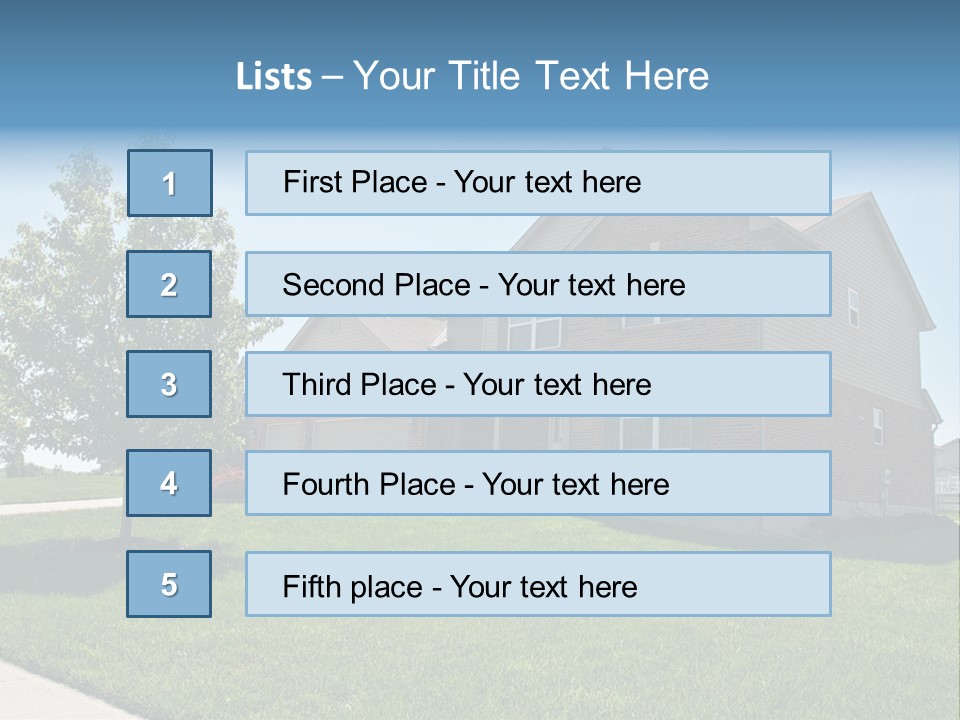 Suburban Neighborhood Brick Homes - A Spring Day In The Burbs. PowerPoint Template