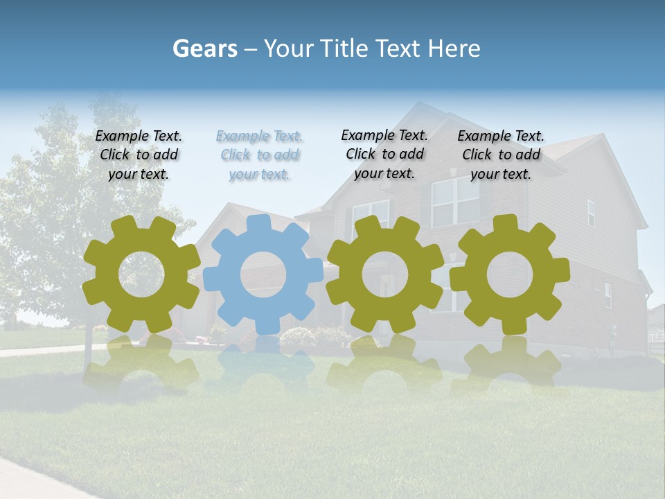 Suburban Neighborhood Brick Homes - A Spring Day In The Burbs. PowerPoint Template