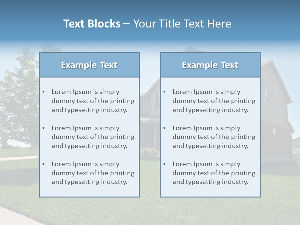 Suburban Neighborhood Brick Homes - A Spring Day In The Burbs. PowerPoint Template