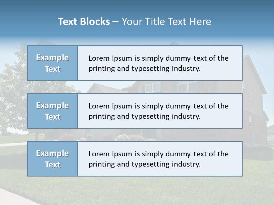Suburban Neighborhood Brick Homes - A Spring Day In The Burbs. PowerPoint Template