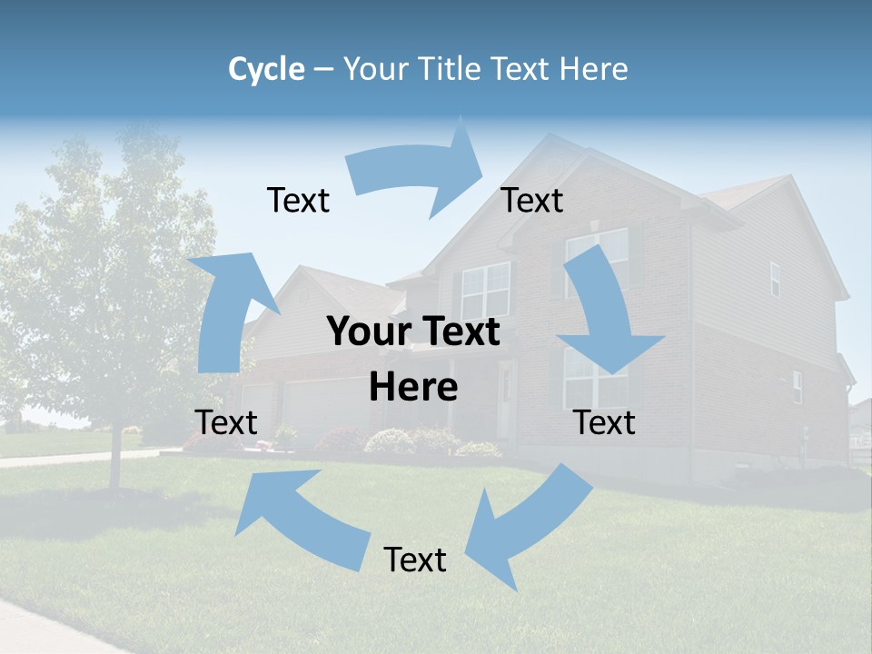Suburban Neighborhood Brick Homes - A Spring Day In The Burbs. PowerPoint Template