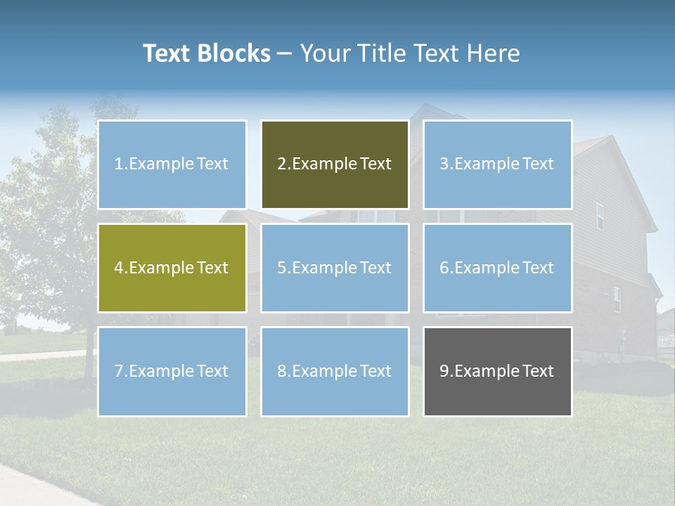 Suburban Neighborhood Brick Homes - A Spring Day In The Burbs. PowerPoint Template