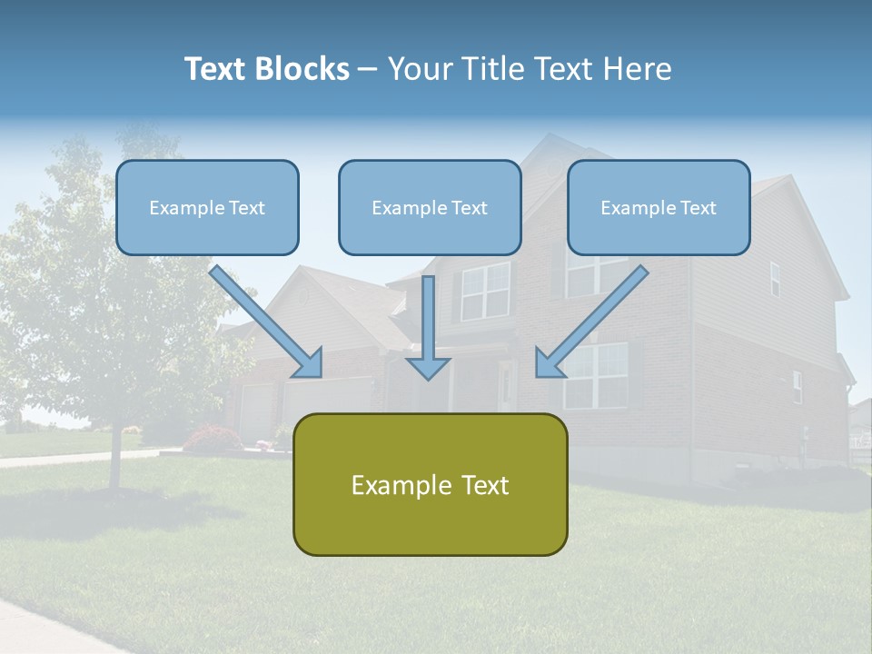 Suburban Neighborhood Brick Homes - A Spring Day In The Burbs. PowerPoint Template