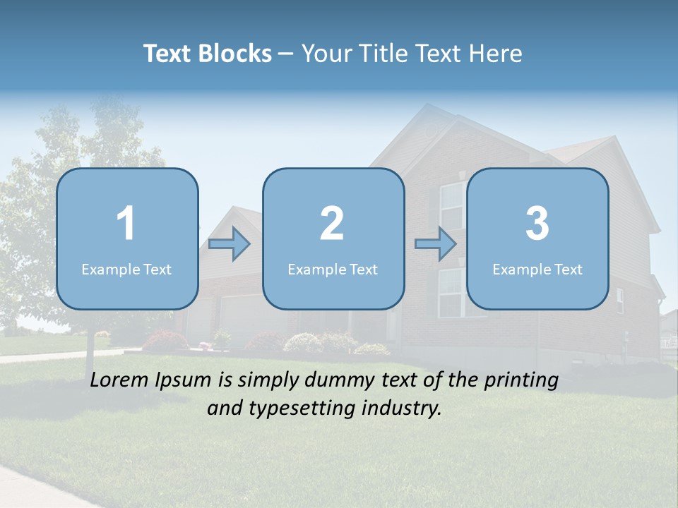 Suburban Neighborhood Brick Homes - A Spring Day In The Burbs. PowerPoint Template