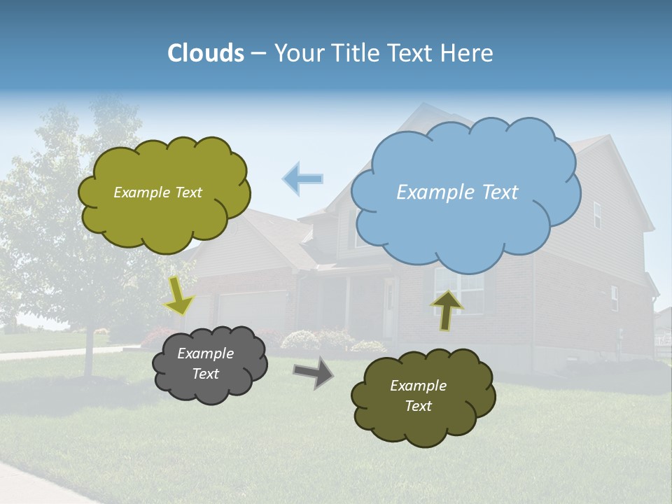 Suburban Neighborhood Brick Homes - A Spring Day In The Burbs. PowerPoint Template