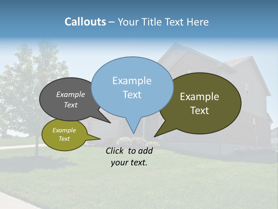 Suburban Neighborhood Brick Homes - A Spring Day In The Burbs. PowerPoint Template