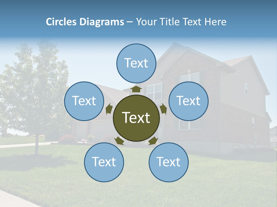 Suburban Neighborhood Brick Homes - A Spring Day In The Burbs. PowerPoint Template