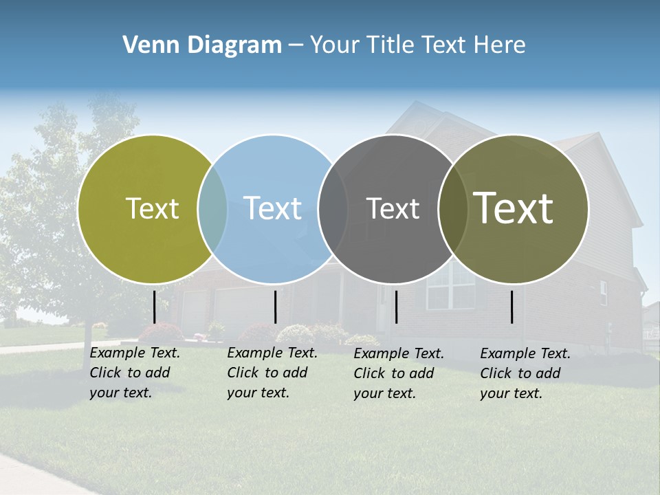 Suburban Neighborhood Brick Homes - A Spring Day In The Burbs. PowerPoint Template