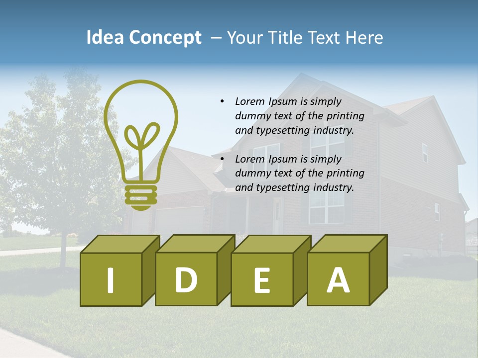 Suburban Neighborhood Brick Homes - A Spring Day In The Burbs. PowerPoint Template