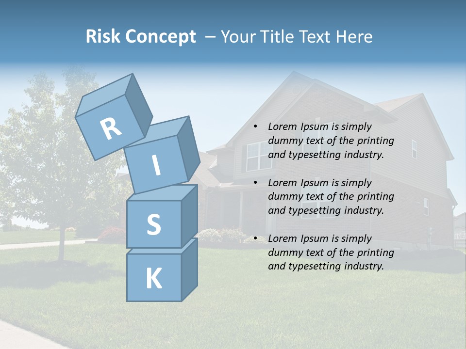 Suburban Neighborhood Brick Homes - A Spring Day In The Burbs. PowerPoint Template