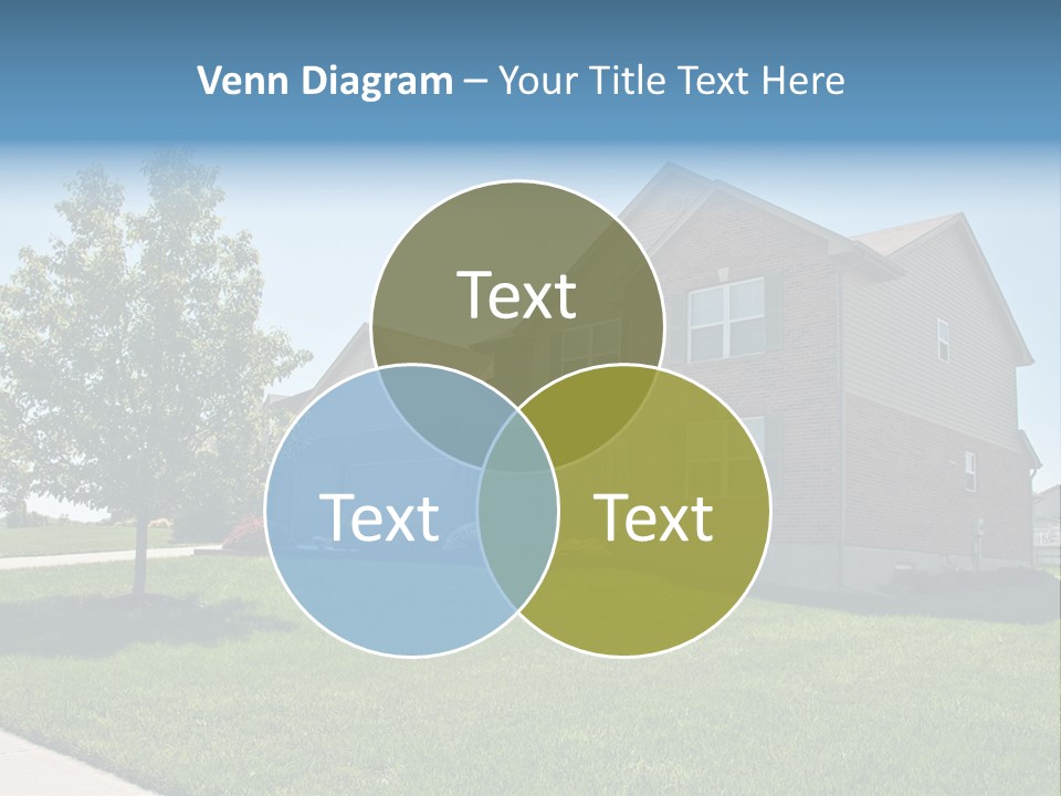 Suburban Neighborhood Brick Homes - A Spring Day In The Burbs. PowerPoint Template