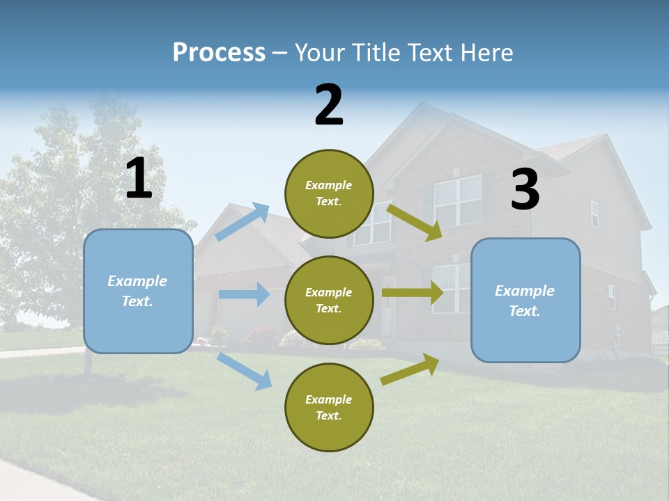 Suburban Neighborhood Brick Homes - A Spring Day In The Burbs. PowerPoint Template
