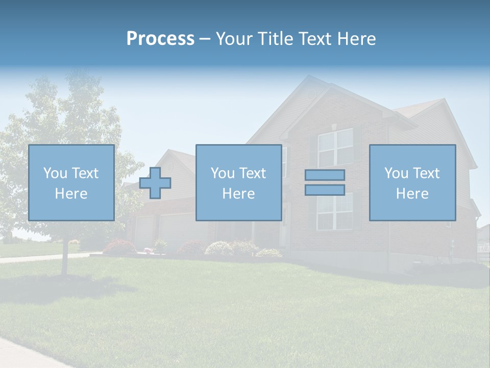 Suburban Neighborhood Brick Homes - A Spring Day In The Burbs. PowerPoint Template