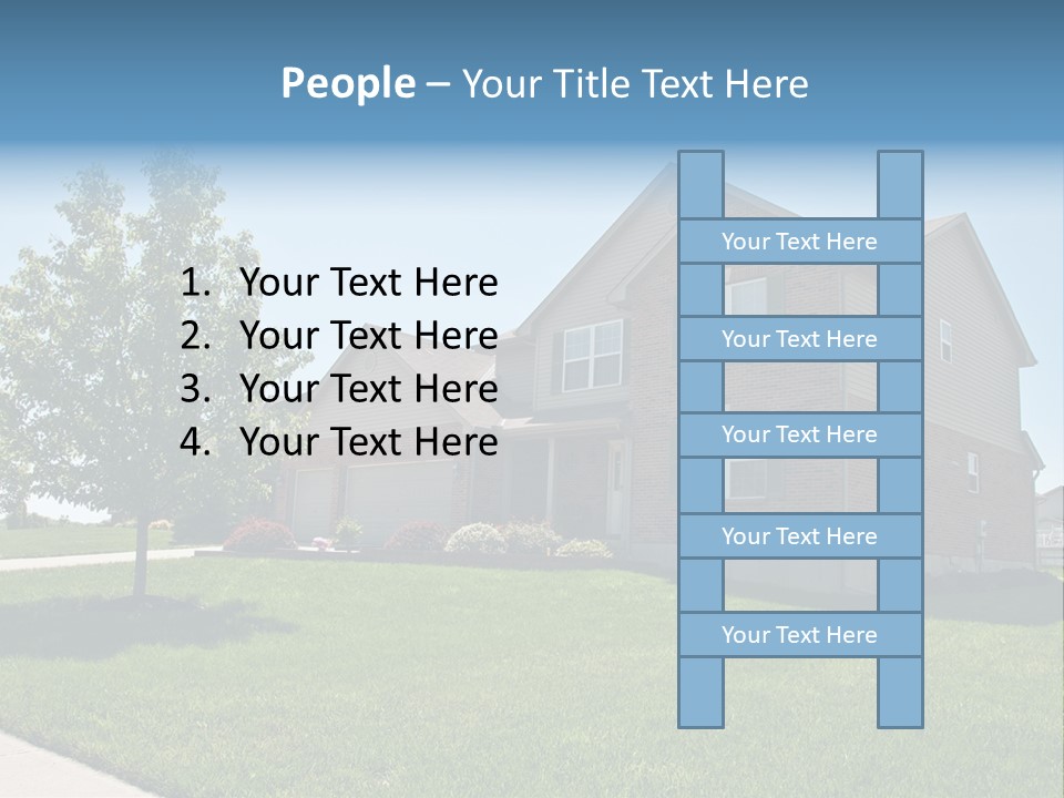Suburban Neighborhood Brick Homes - A Spring Day In The Burbs. PowerPoint Template