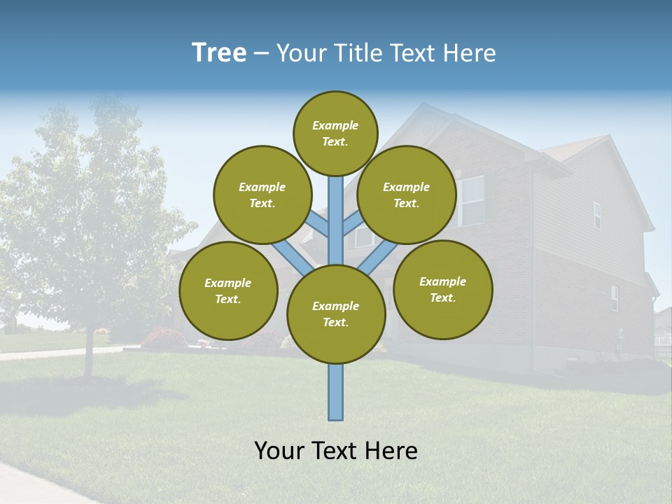 Suburban Neighborhood Brick Homes - A Spring Day In The Burbs. PowerPoint Template