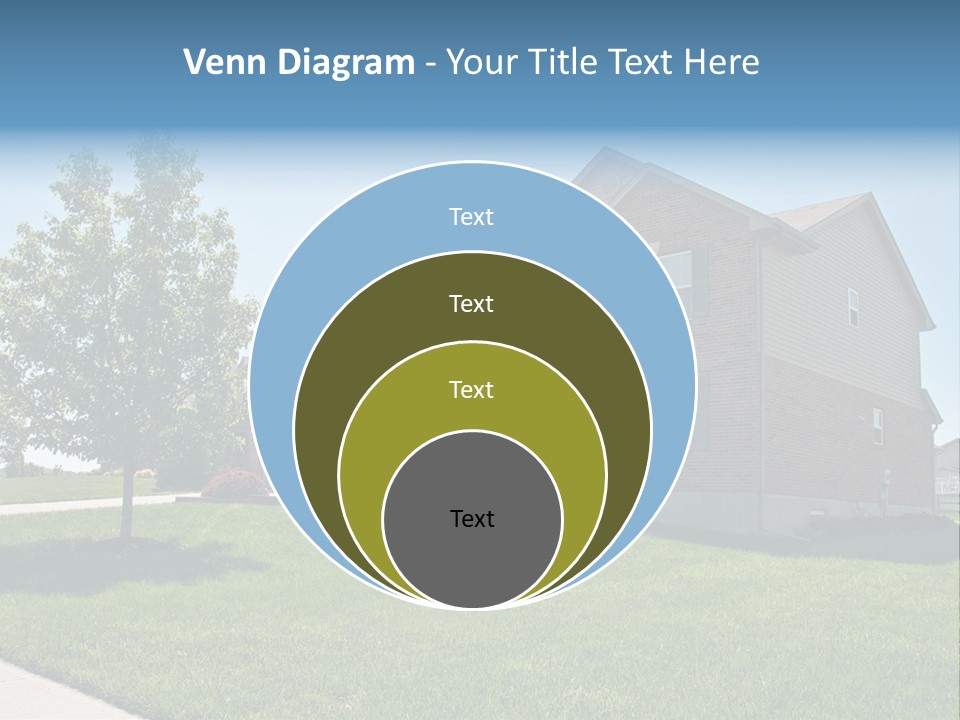 Suburban Neighborhood Brick Homes - A Spring Day In The Burbs. PowerPoint Template