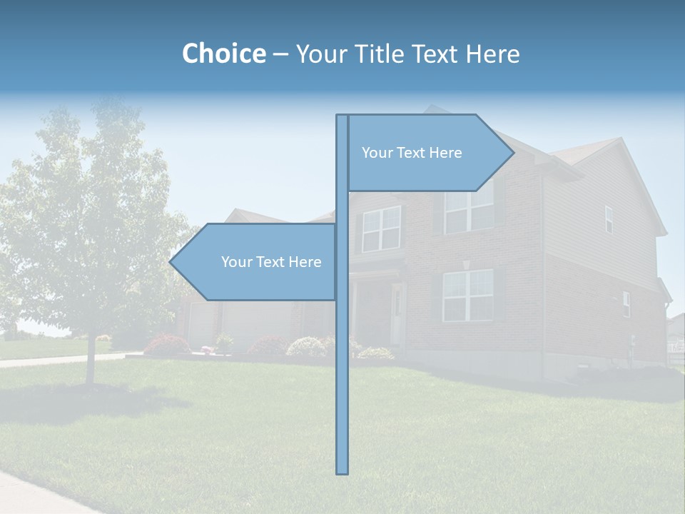 Suburban Neighborhood Brick Homes - A Spring Day In The Burbs. PowerPoint Template