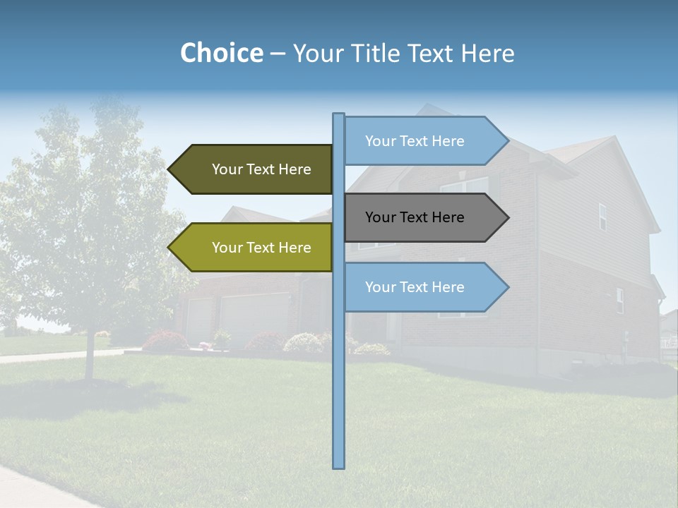 Suburban Neighborhood Brick Homes - A Spring Day In The Burbs. PowerPoint Template