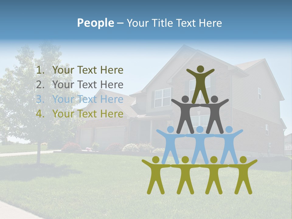 Suburban Neighborhood Brick Homes - A Spring Day In The Burbs. PowerPoint Template