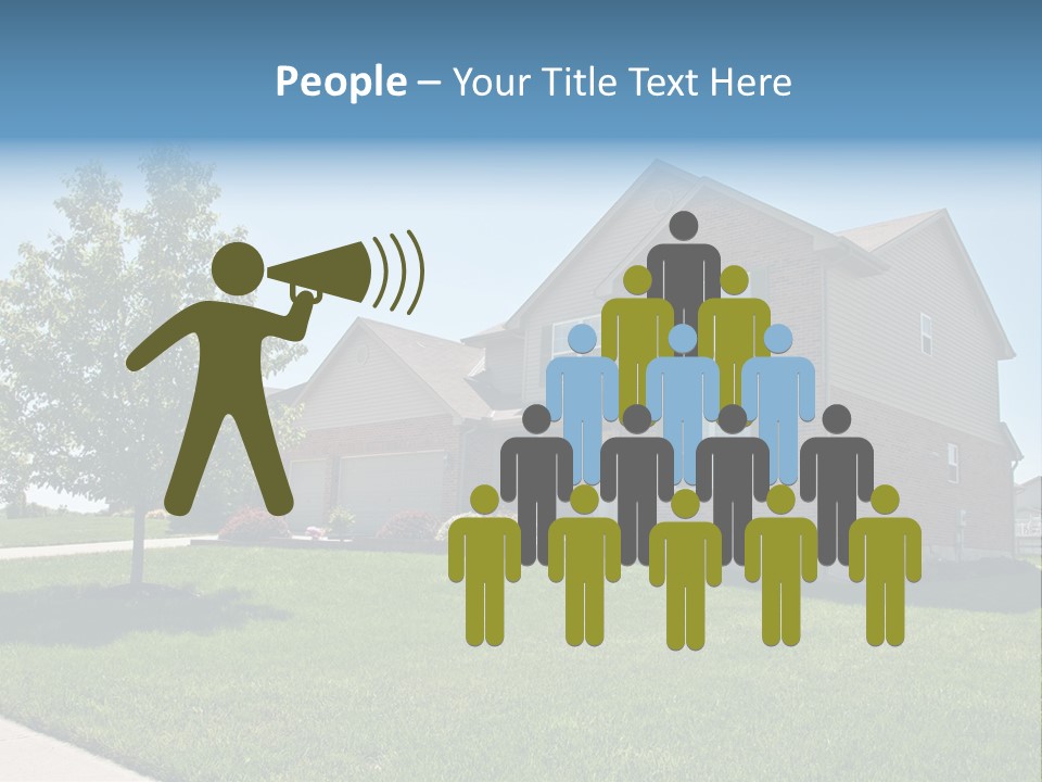 Suburban Neighborhood Brick Homes - A Spring Day In The Burbs. PowerPoint Template