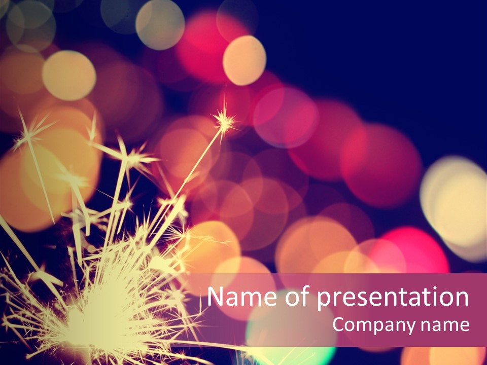 Holiday Sparkler And Colorful Lights PowerPoint Template