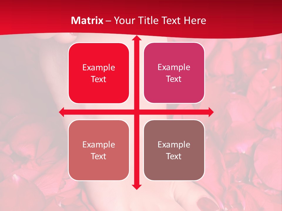 Pair Of Well-Groomed Feet Against From Petals Of Red Roses PowerPoint Template