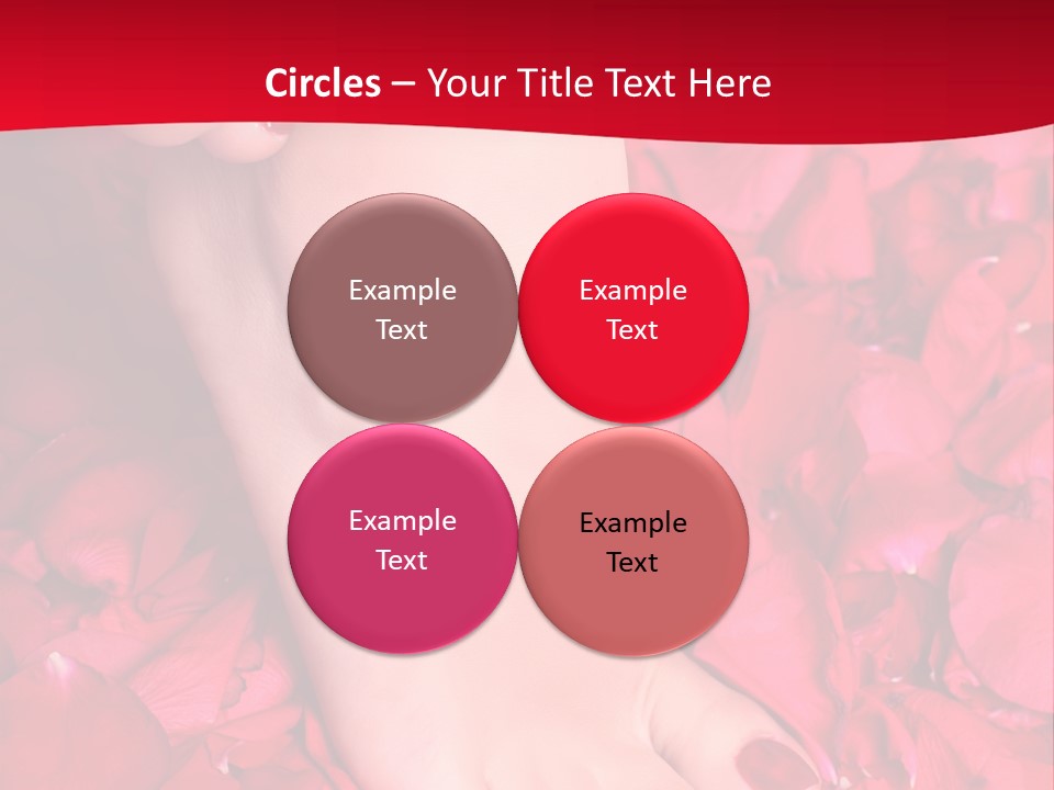 Pair Of Well-Groomed Feet Against From Petals Of Red Roses PowerPoint Template