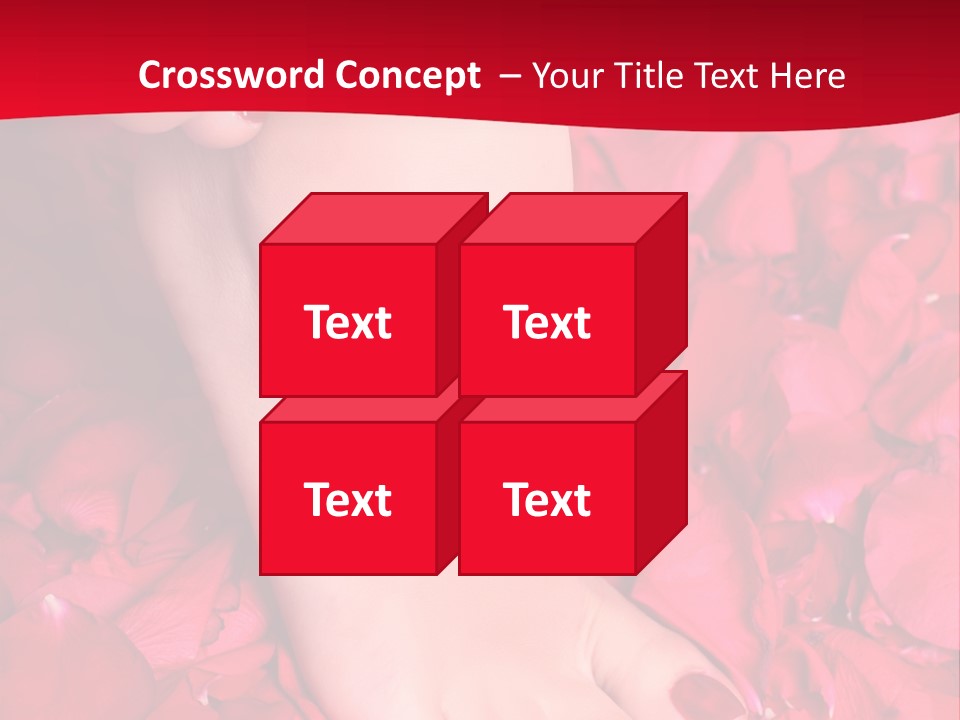 Pair Of Well-Groomed Feet Against From Petals Of Red Roses PowerPoint Template