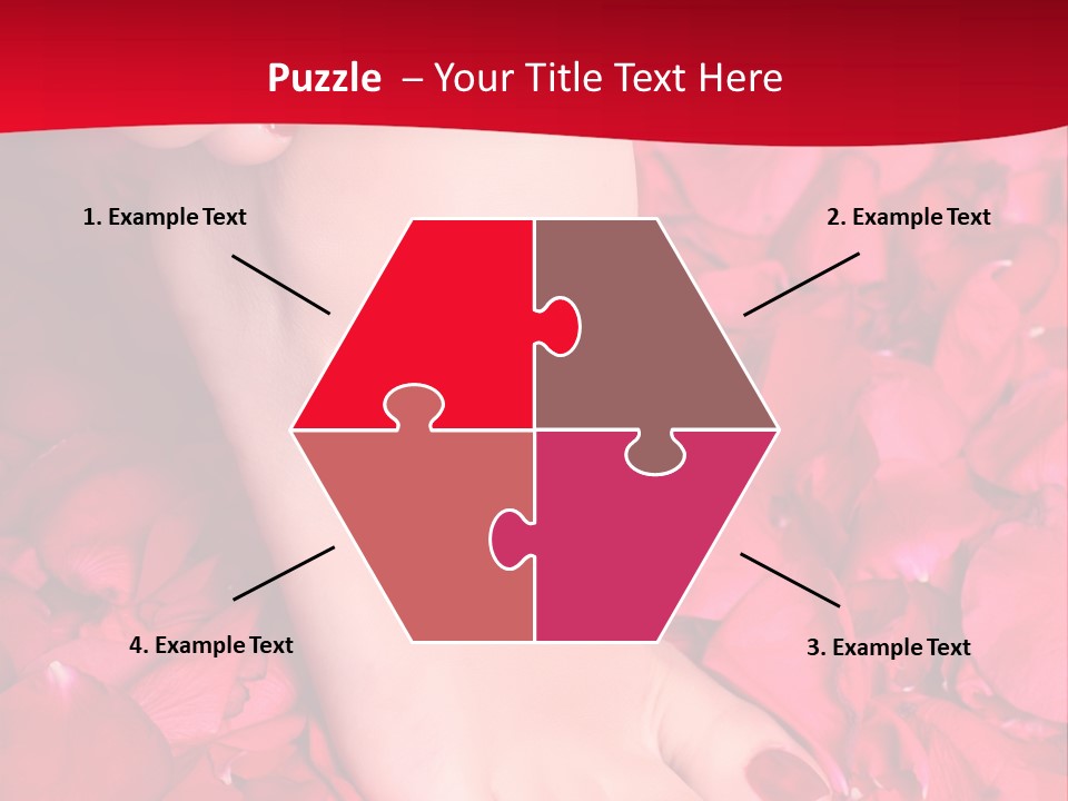 Pair Of Well-Groomed Feet Against From Petals Of Red Roses PowerPoint Template